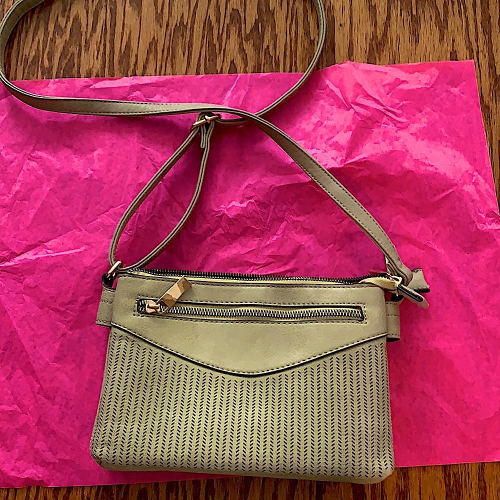 Beige cross body purse